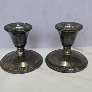 Vintage Pair Of Sterling Silver Candlestick Holders